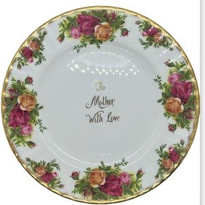 ROYAL ALBERT PLATE OLD COUNTRY ROSES “TO MOTHER WITH LOVE” 1962 VTG BONE CHINA